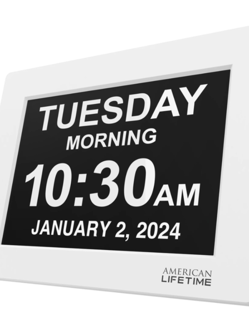 New! American Lifetime 8" Day Clock in White for Senior/Dementia Care